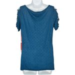 Jennifer Lopez  Blue Studded Sexy Criss Cross Cut Out Short Sleeve Top S NEW Tags Photo 3