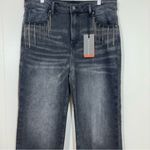 Risen NEW  Dark Grey High Rise Crop Straight Jeans Photo 6