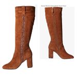 Kensie Brown Suede Bernadette Block Heel Side Zip Knee High Boots 8 Photo 1