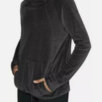 Athleta Black Velour Cowl Neck Kangaroo Pocket Drawstring Sweatshirt XL Photo 0