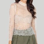 frame denim NWT Frame LACE MOCK NECK BLOUSE IN CREAM Photo 4