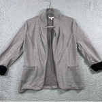 Skies Are Blue  Blazer Jacket Women Large Collarless Open Front 3/4 Roll Sleeve Photo 0
