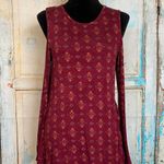 Xhilaration Burgundy Printed Peasant Tunic Top Cold Shoulder M Photo 0