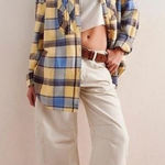 Free People  Layla Oversized Plaid Button Down Shirt Size L Photo 0