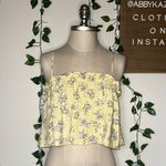 Garage  Floral Flowy Cropped Spaghetti Strap Tank Top Yellow Summer Vacation Photo 1