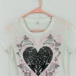 Y2K Heart Spiral Graphic T Shirt Womens Medium White Photo 1
