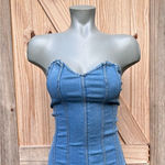Love 83 Stretch Denim Strapless Corset Flare Bell Bottom Jumpsuit~M~ Photo 1