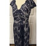 Tadashi Shoji  Gown Sz 6 Navy Lace Floral Overlay Formal Mother Bride/Groom Prom Photo 11