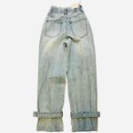 We Wore What NWT  Paper Bag‎ High Rise Buckle Straps Hems Light Wash Jeans Boho 26 Photo 1