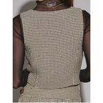 Mustard Seed Mustard Seed Womens Houndstooth Sweetheart Neck Button-Up Vest Brown Small NWT Photo 2