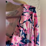 Lilly Pulitzer Pink and Blue Floral and Ruffle Midi dress navy blue hot pink Photo 8