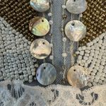 John Mark  Blue Boho Top Short Sleeve, Lace Beading J17 Photo 2