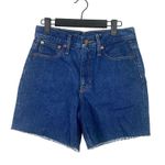 J.Crew NWT Cutoff Mid Length Jean Shorts Mid Rise Raw Hem 24 Dark Blue Wash Photo 1