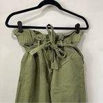Pink Lily Olive Green Paperbag Pants with Tie Belt Size Medium Photo 6