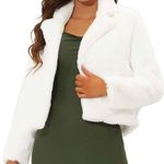 Allegra K Women's Cropped Jacket Notch Lapel Faux Fur Fluffy Coat Photo 0