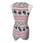 Rue 21 Sleeveless Romper Size M Pink Elephant Print Elastic-Waist 1/2-Zipper Pockets Photo 2