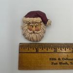 Vintage Cute Santa Claus Face Christmas Holiday Brooch Pin Festive Accessory Brown Photo 3