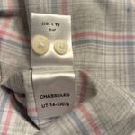 UNTUCKit Women’s Chasseles Button Down Long Sleeve Blue pinstripe Shirt Sz 4 NWT Gray Photo 9