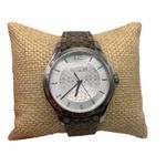 Coach  Silver-tone Brown Canvas Genuine Leather Ladies Wristlet Watch Photo 0