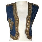 Don't Mess With Texas Vest Size Medium Western Country Short Blue Studded Cross Photo 4