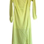 EXPRESS NWT   YELLOW SATIN LONG SLEEVE ASYMMETRICAL HEM MAXI DRESS Photo 8