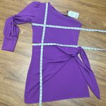 NWT Purple One Shoulder Tie Long Sleeve Bodycon Dress Sz One Size Photo 7