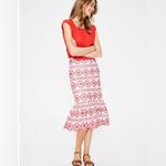 Boden Broderie Embroidered Scalloped Lined Hem Midi Skirt Red White Size 2P Photo 5