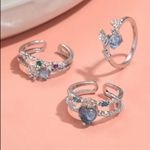 3 Pcs Adjustable Boho Open Heart & Moonlight Cubic zirconia Punk Rings, Photo 4