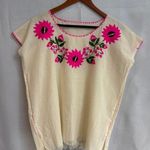 Handmade Women’s Size Not Known, Cream with Pink and Green Embroidery. Photo 0