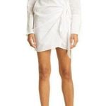 Mother of All Giselle Cotton Wrap Mini Dress in White Long Sleeve XS Photo 0