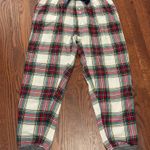 Aerie Cozy Festive Plaid Pajama Pants with Blue Drawstring and Gray Cuffs – Holiday Comfort Photo 0