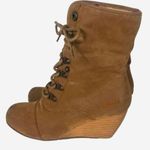 blowfish Boots Womens SZ 6 Buster Wedge Heels Lace Up Mid Calf Faux Fur Lining Photo 0