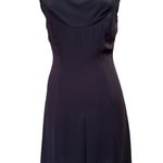 Baby Blue Line Cap Sleeve Cowl Neck Navy Midi Dress A Line Sleek Size 2 Photo 0