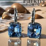 Handcrafted earrings with sparkly Austrian crystal Blue Photo 0