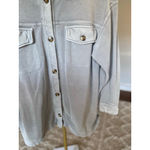 Aerie M Distressed Gray Shacket Oversized Button Front Soft Cotton Lumberjane Photo 4
