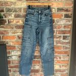 American Eagle  Super High Rise Baggy Straight Cargo Jeans, 00 Photo 1
