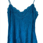Weaver Girl Lace Trim Adjustable Strap Dark Aqua Blue Cami VTG Y2K Romantic Size L Photo 0