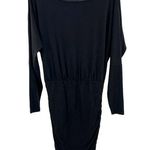All Saints side ruched cowl neck M black stretch batwing dolman sleeve dress Photo 0