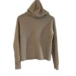 Hem & Thread Women's Hooded Cardigan Sweater Knit Ribbed Button Down Tan Small Photo 1