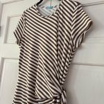 J. McLaughlin Elora Mini Dress Catalina Cloth Stripe Side Tie Brown White Size XL Photo 4
