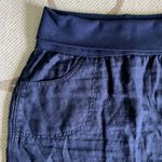 Athleta fold over waist linen navy blue front and back pockets pull on skirt Photo 1