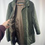 Eddie Bauer Sportshop Quilted Trench Coat in Green Size Petite Medium Photo 7