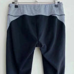 90 Degree by Reflex Black & White Striped Cropped Leggings with Neon Orange Band Photo 9