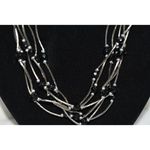 Source Unknown Vintage Captivating Multi Strand Silver Tone Tube Black Faux Pearl Bib Necklace Photo 1
