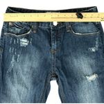Free People  Dark Wash Raw Hem Distressed Low Rise Denim Straight Ankle Jeans 26 Photo 2