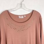 Quacker Factory Plus Size 3X Top Dusty Pink Sequin Studded Knit Scoop Neck 1453 Photo 2