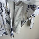 Elie Tahari Women's Pleated Cream Navy Abstract Silk Blend Lined Blouse Size XS Photo 5