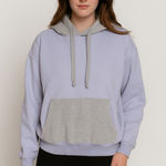 American Eagle America Eagle Colorblock Lilac Purple Gray Oversized Hoodie Photo 0