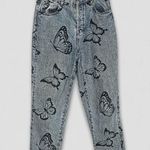 PacSun Eco Butterfly Jeans High Waisted Straight Leg Raw Hem Light Wash Blue 26 Photo 2