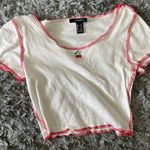 Forever 21 White And Red Cherry Crop Top Photo 0